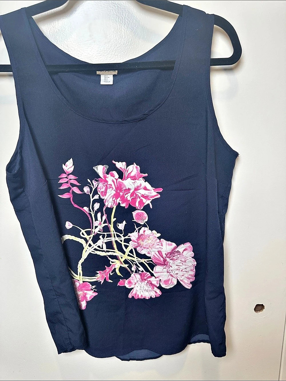 Papillon Rose Floral Tank Top in Blue & Pink Size XL (55)